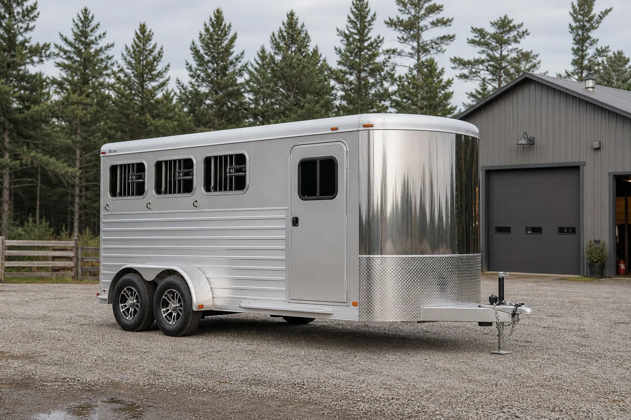 Aluminum tandem-axle horse trailer